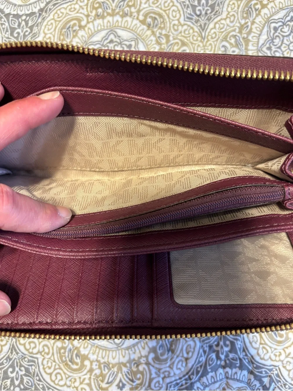 Michael Kors Burgundy Crossbody Bag with Matching Wallet